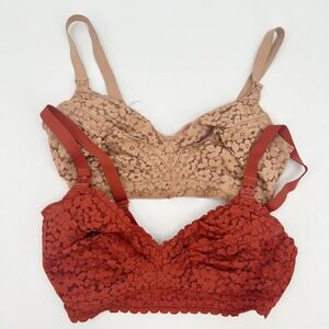 Momanda Bundle Lot (2) Unlined‎ Lace Hands Free Pumping Nursing Bra Size 32F